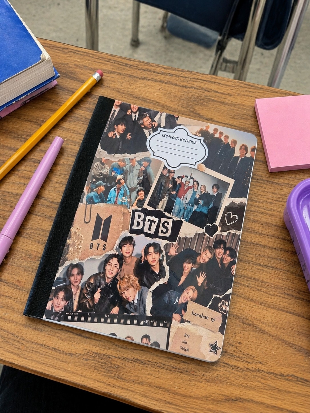 BTS Themed Black Notebook Journal - K-Pop Fan Accessory